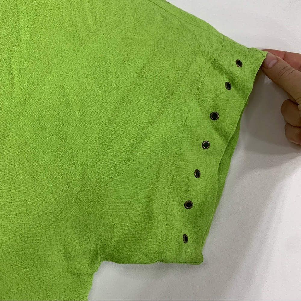 NWT John Mark Lime Green Embroidered Short Sleeve Boho Tunic Top, Size L - Picture 7 of 13